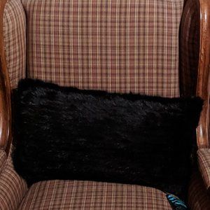New Big 20x11 Genuine Black Channel Mink Pillow with Insert